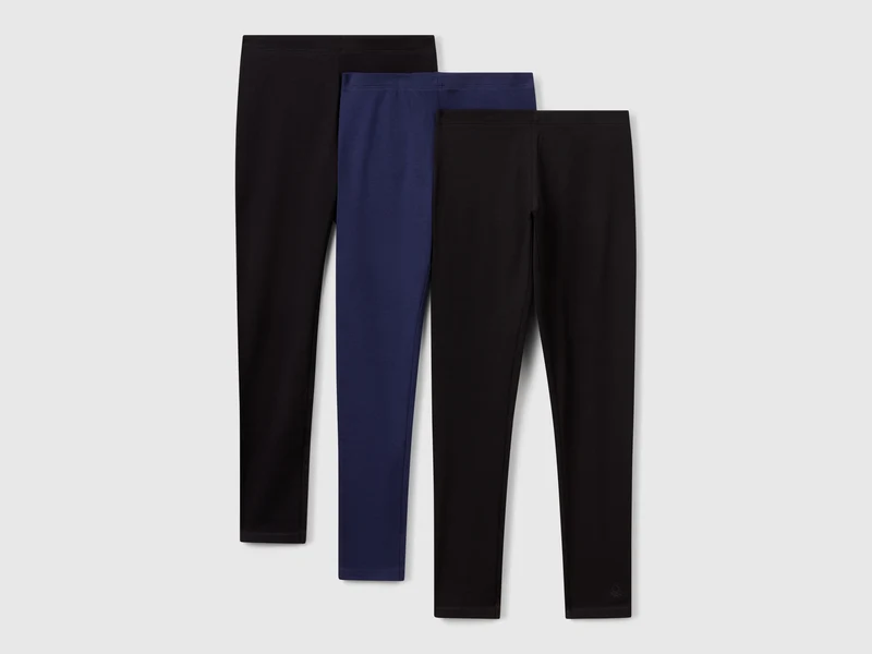 Tre leggings in cotone stretch