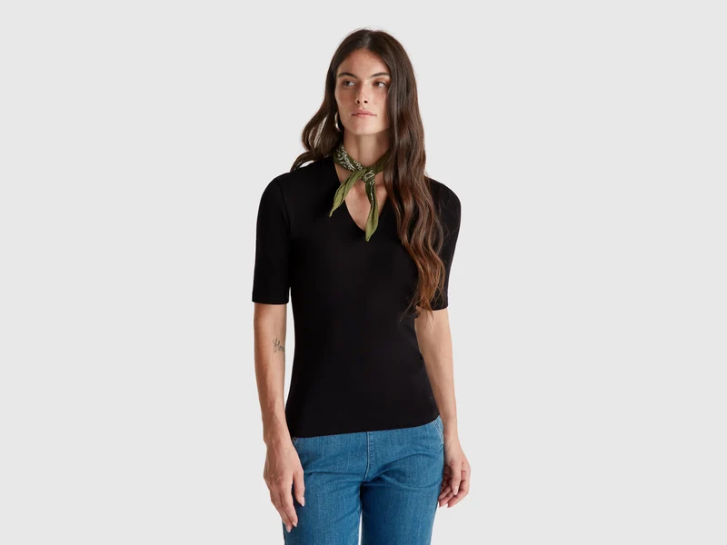 T-shirt slim fit in cotone a fibra lunga