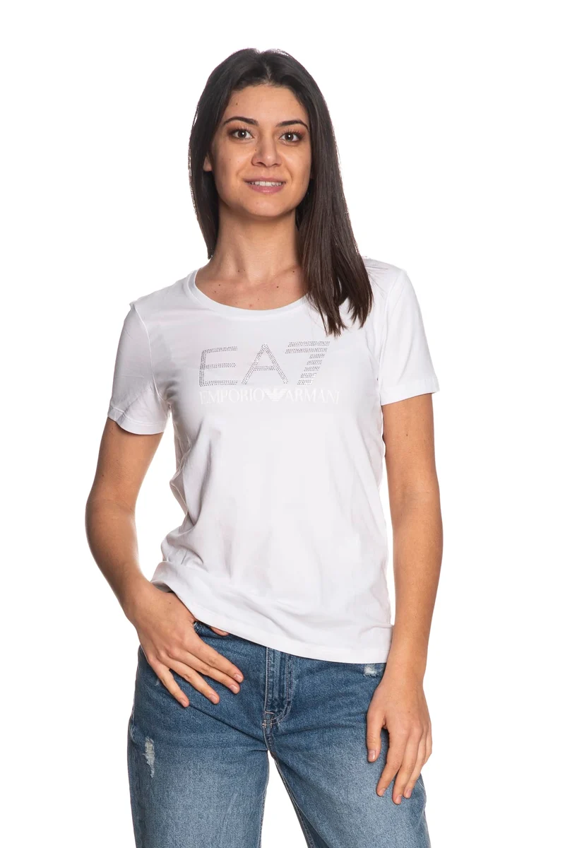 T Shirt Ea7 Train Logo Series Fancy Tee Da Donna Bianca