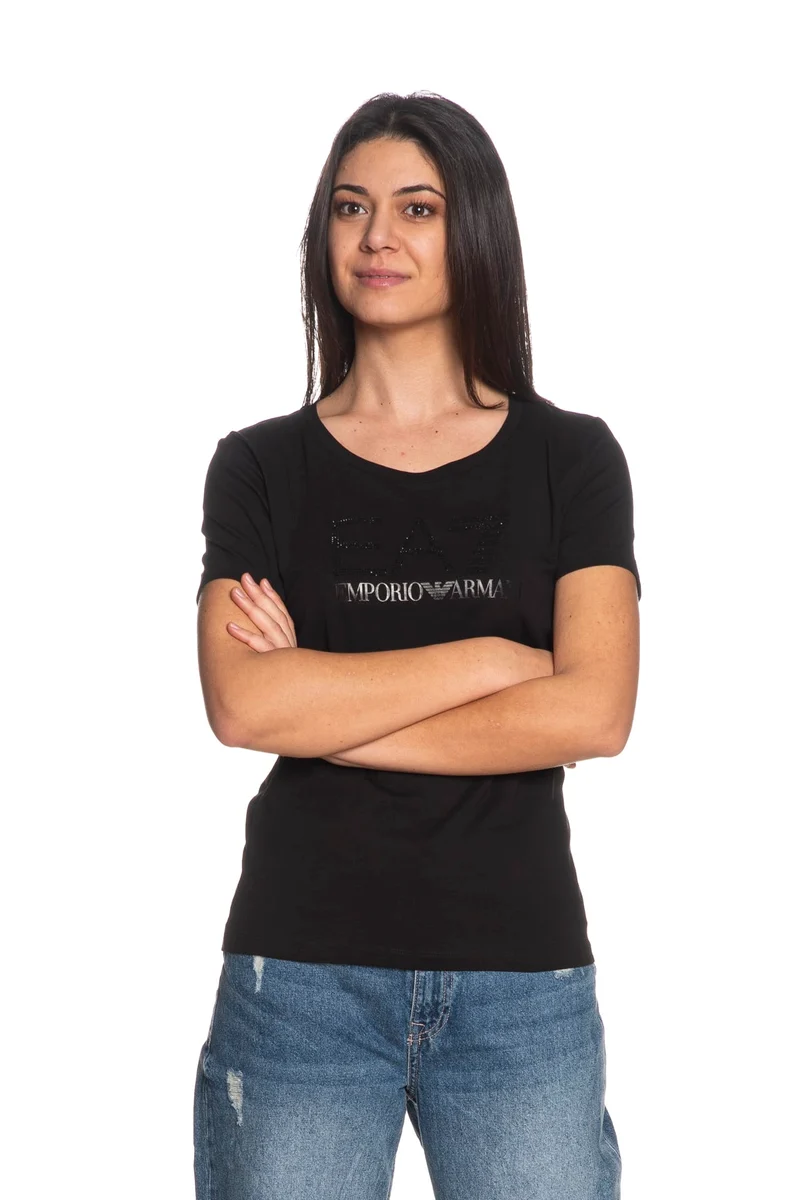 T Shirt Ea7 Train Logo Series Fancy Tee Da Donna Nera