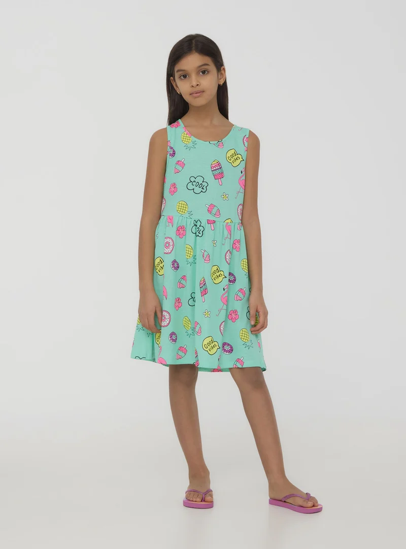 Vestito smanicato fantasia pop