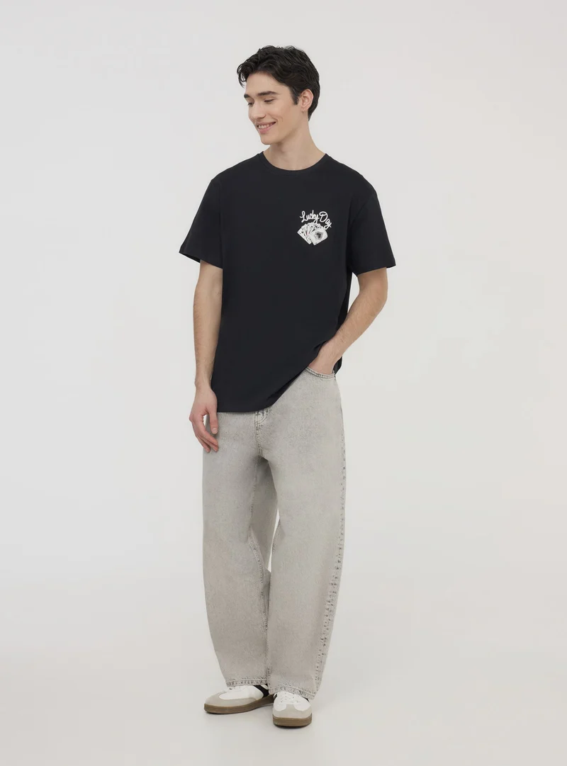 T-shirt relaxed stampa carte