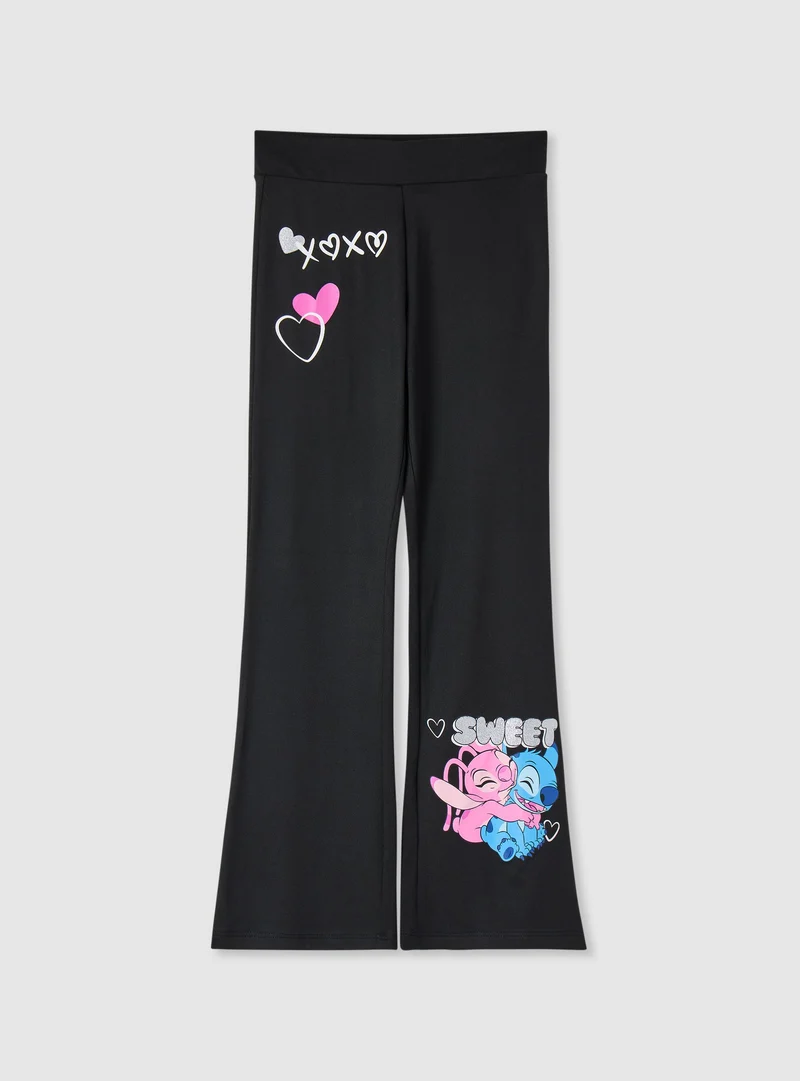 Leggings flare da bambina con stampa Stitch® e cuori
