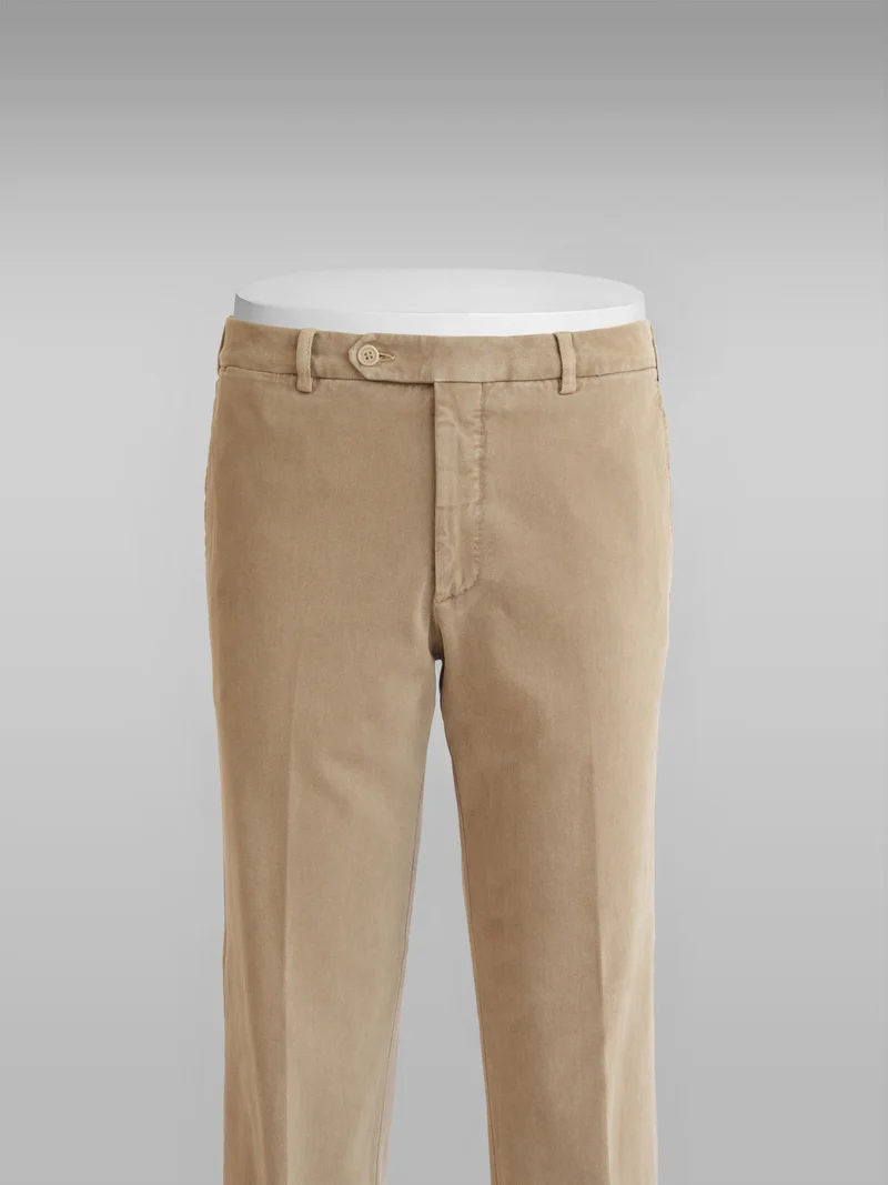 Beige cotton elastan sport trousers