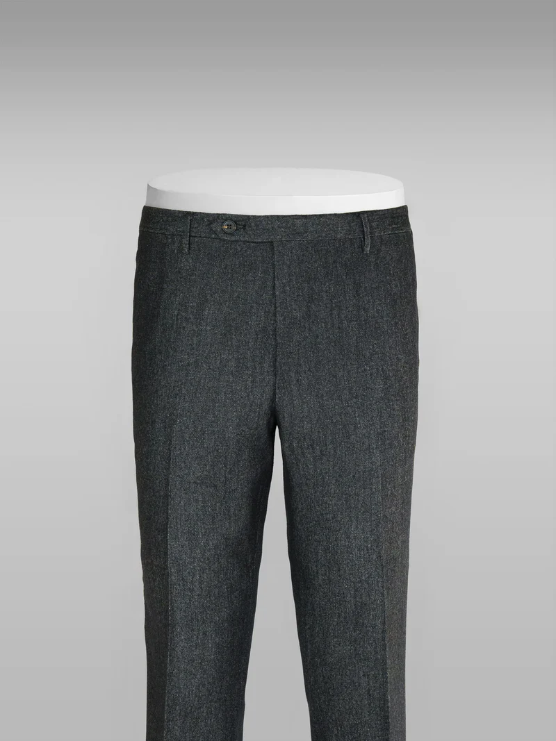 Black denim cotton wool trousers