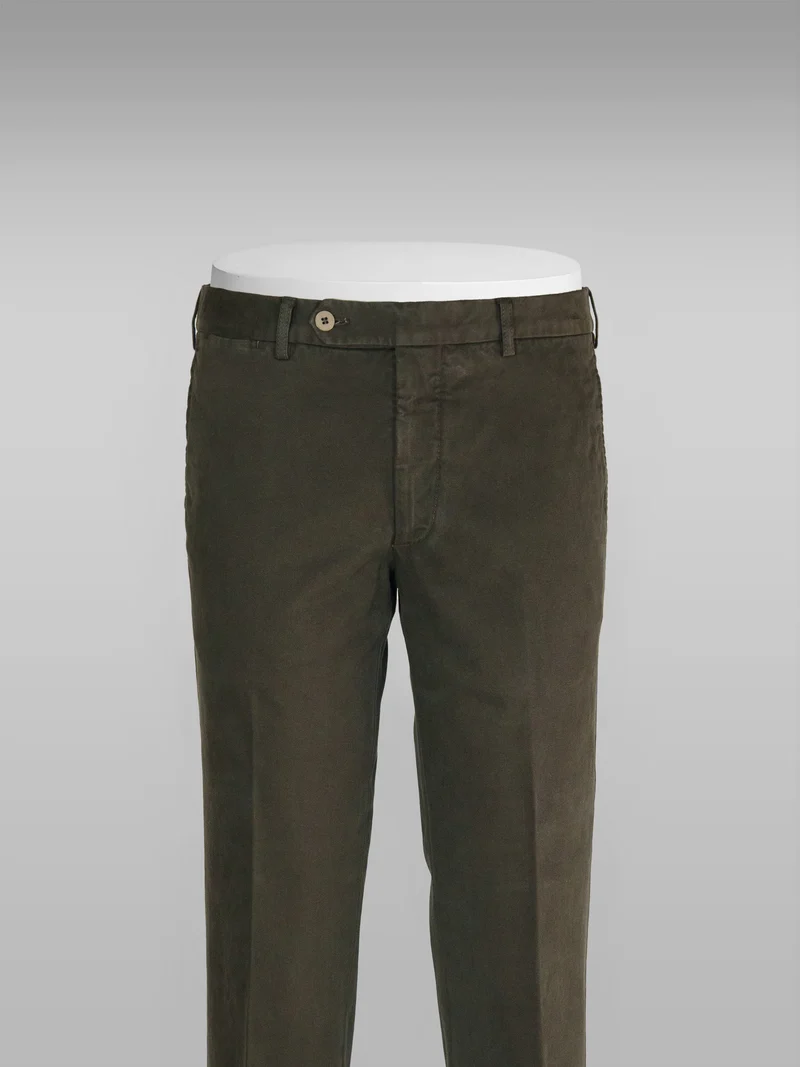 Brown cotton elastan sport trousers SLIM FIT WINTER
