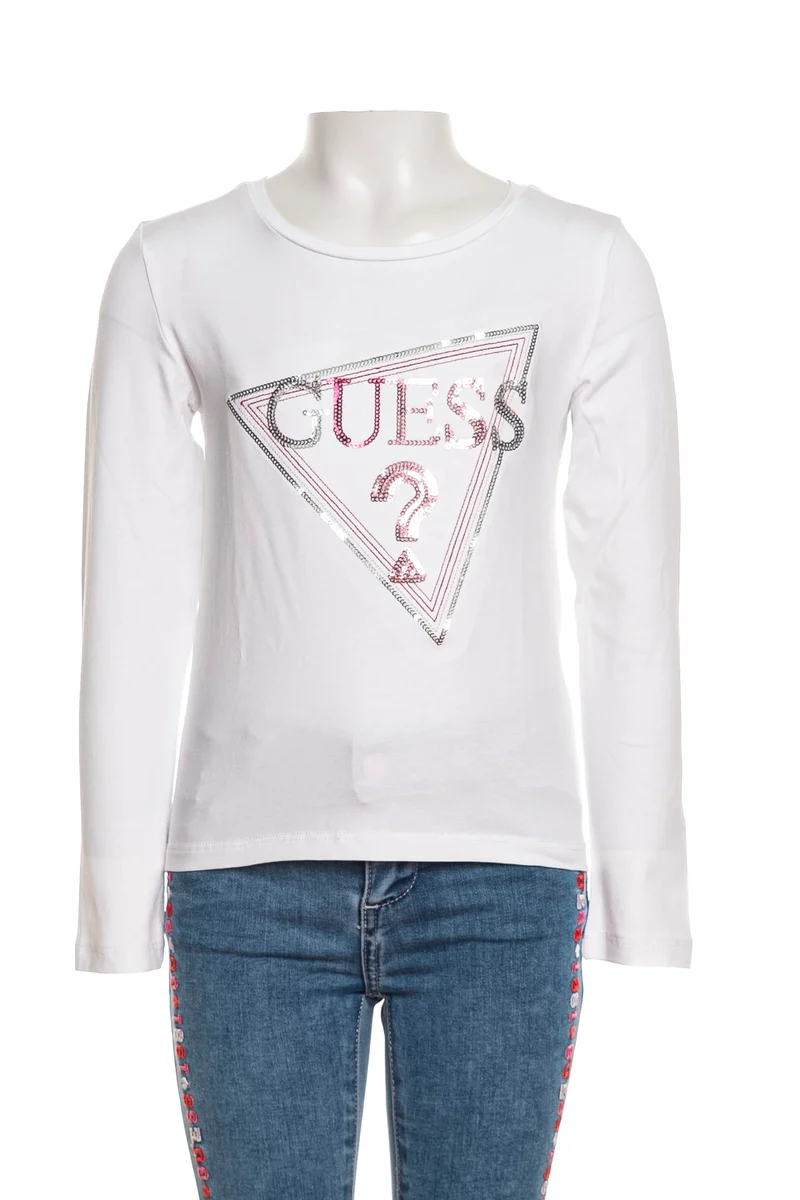 T Shirt Guess Seq Tri Lg Da Bambina Bianca