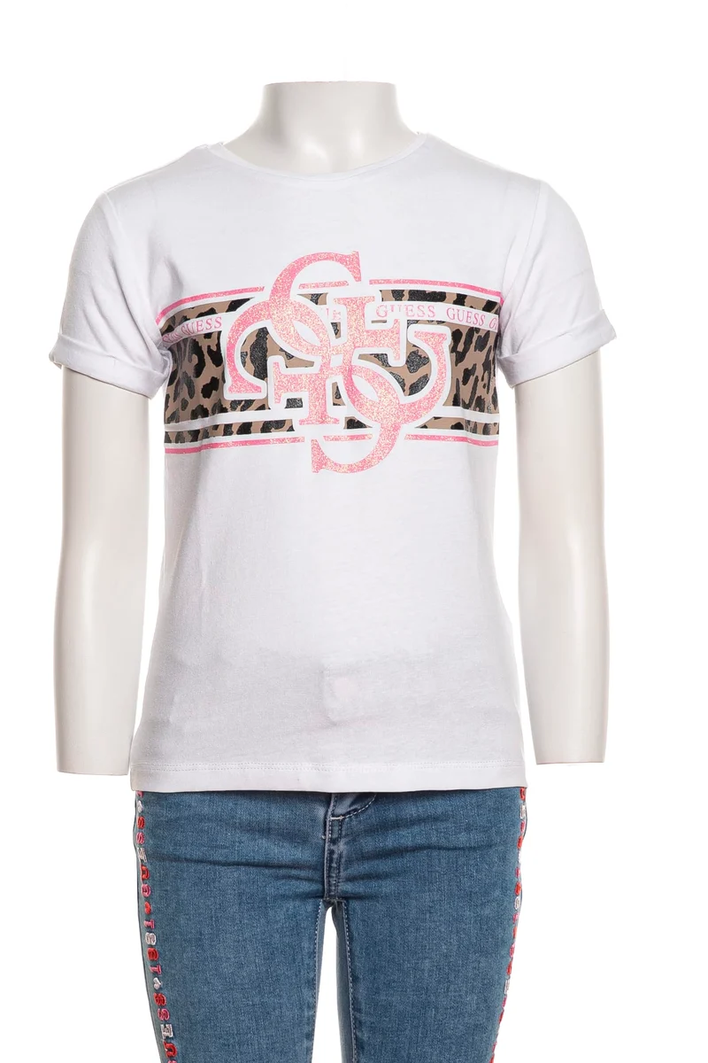 T Shirt Guess Rolled Up Da Bambina Bianca