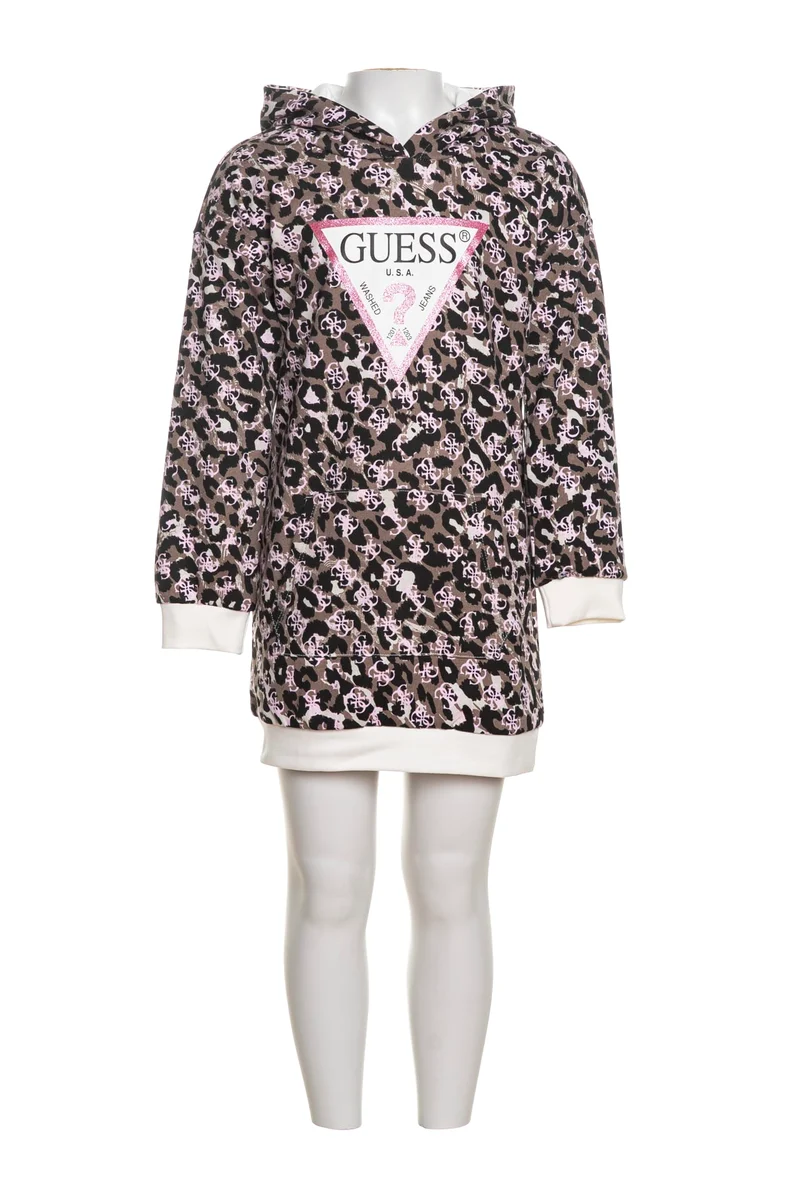 Abito Corto Guess Camo Hooded Active K Da Bambina Fantasia Rosa Nera Tortora Panna