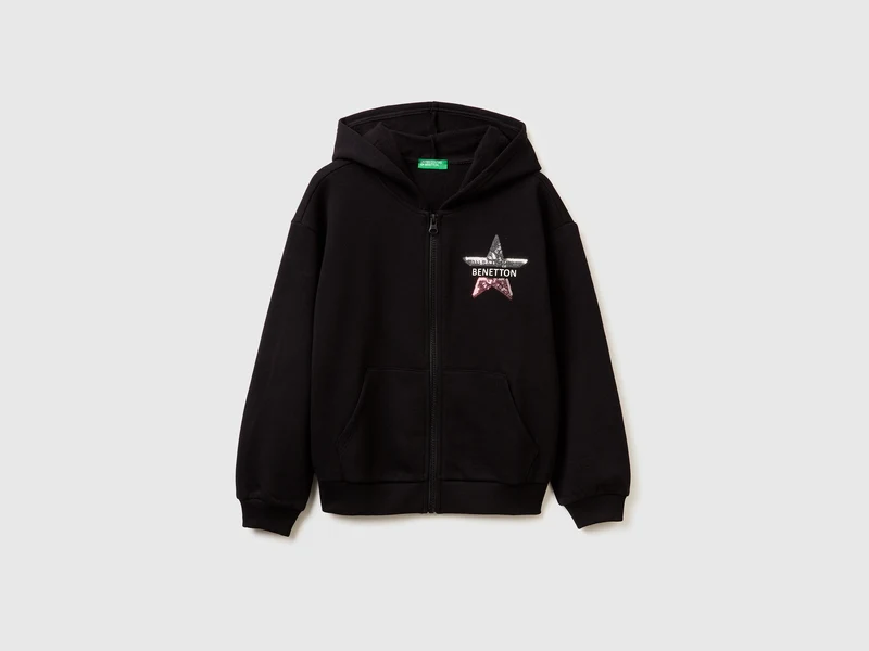 Felpa con zip e paillettes