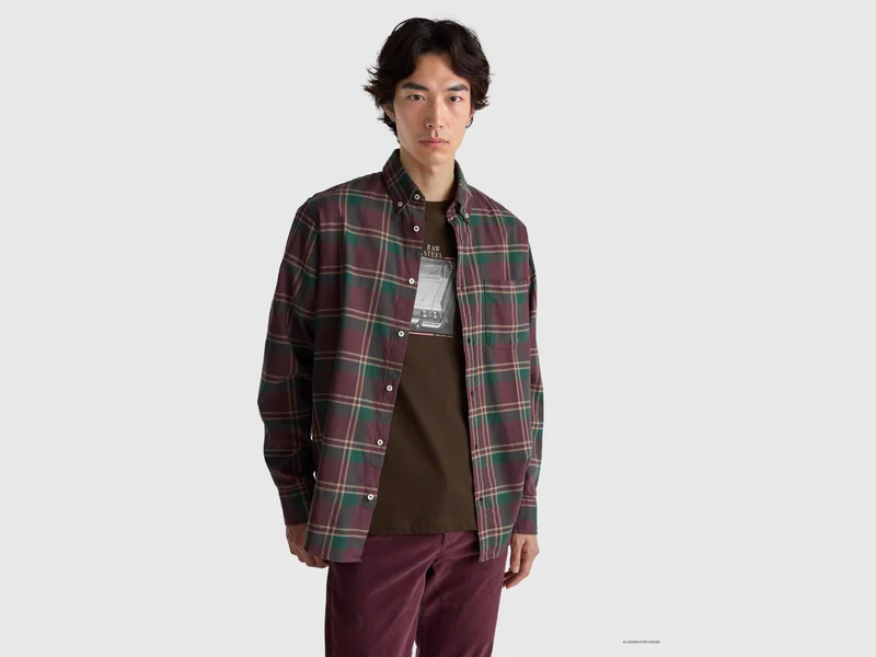 Camicia button down in flanella