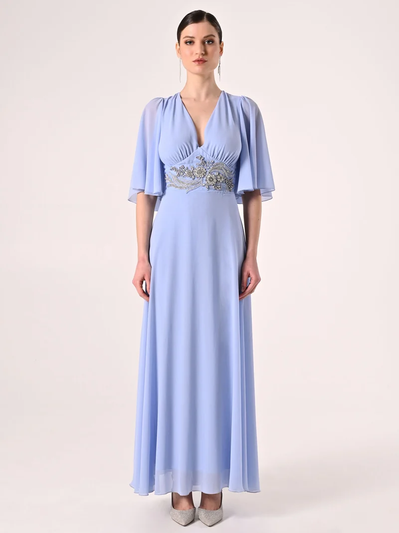 Abito Rinascimento atelier Azzurro Decoro Pietre