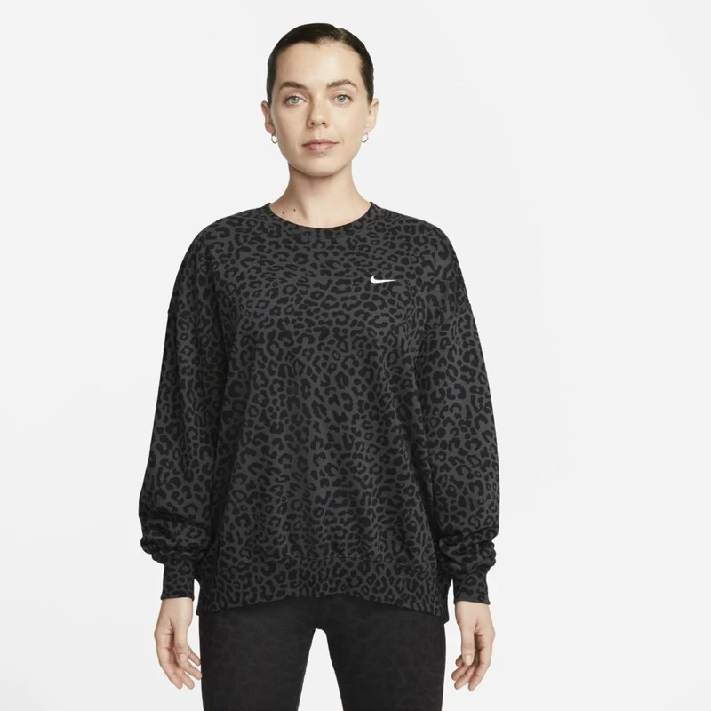 Top Nike Donna Dri-FIT Get Fit All-Over Leopardo Print Crew Neck