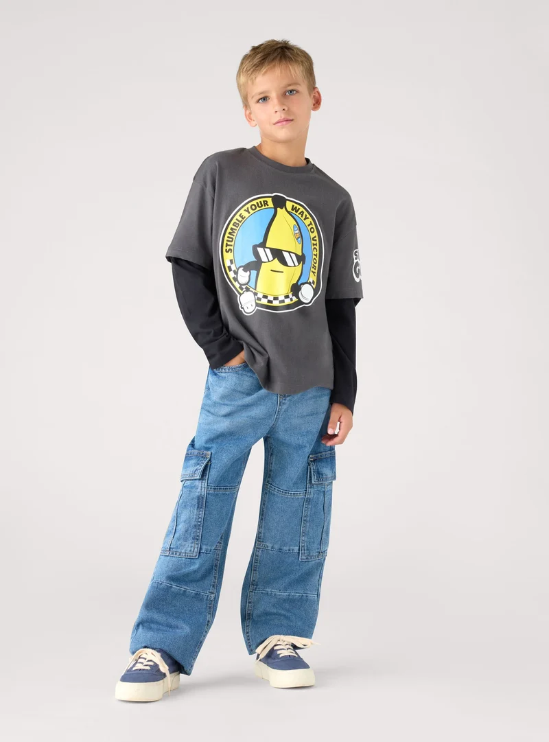 Jeans maxi cargo con coulisse