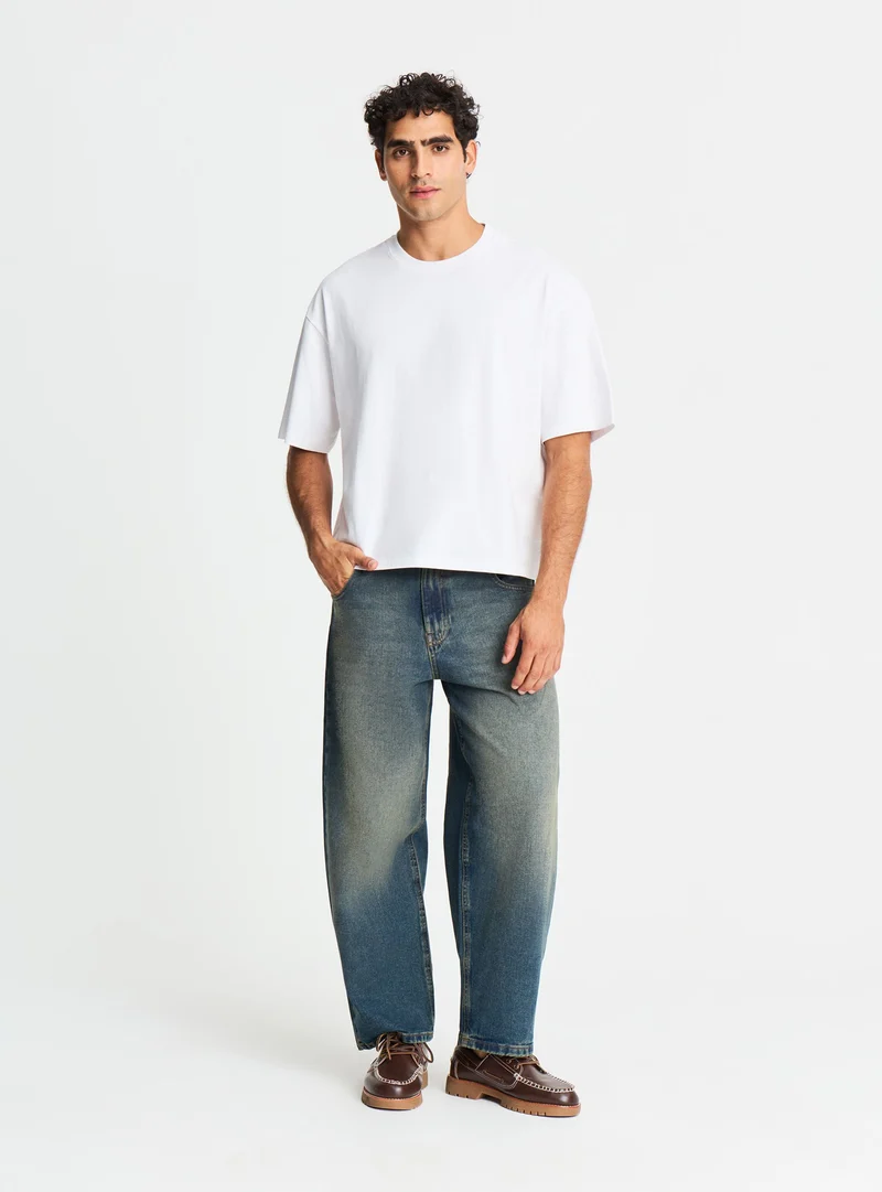 T-shirt crop a tinta unita