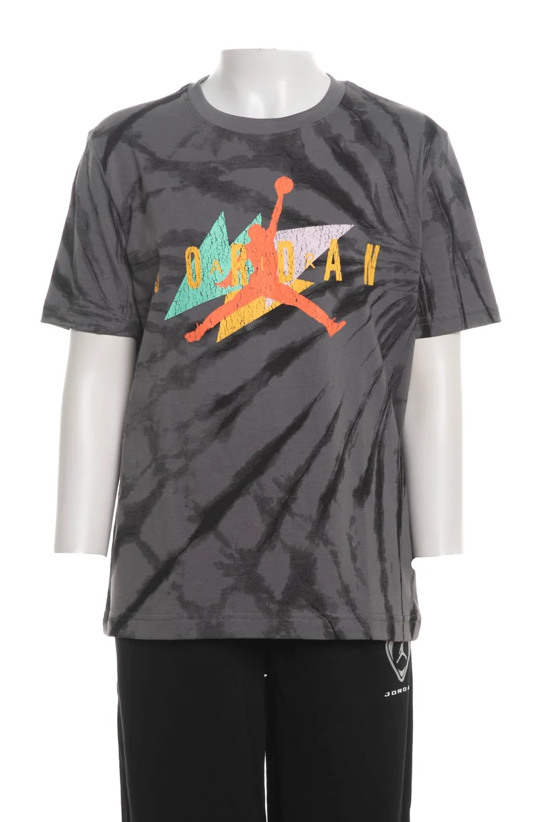 T Shirt Jordan Boys Td Ss Tee Da Bambino Stampa Tie & Dye Antracite Nero