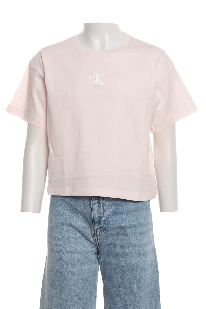 T Shirt Calvin Klein Ck Bx Ss Tee Da Bambina Rosa Quarzo