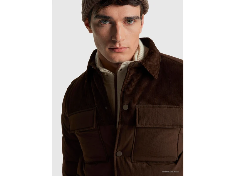 Giubbino in velluto e nylon