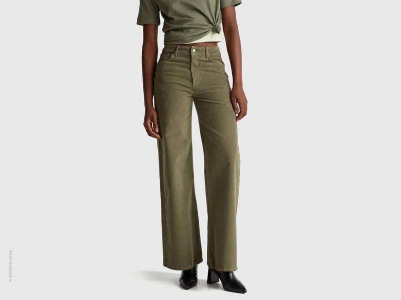 Pantaloni wide fit in velluto