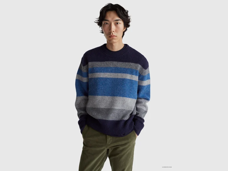 Maglia a righe in lana Shetland