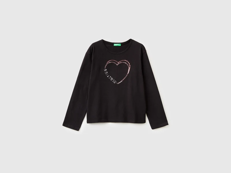 T-shirt in caldo cotone con paillettes