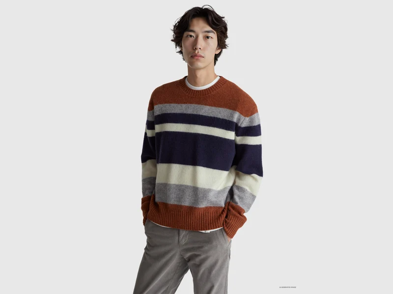 Maglia a righe in lana Shetland