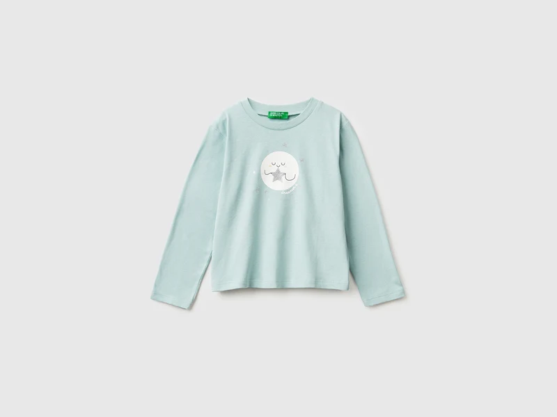 T-shirt con stampa glitter