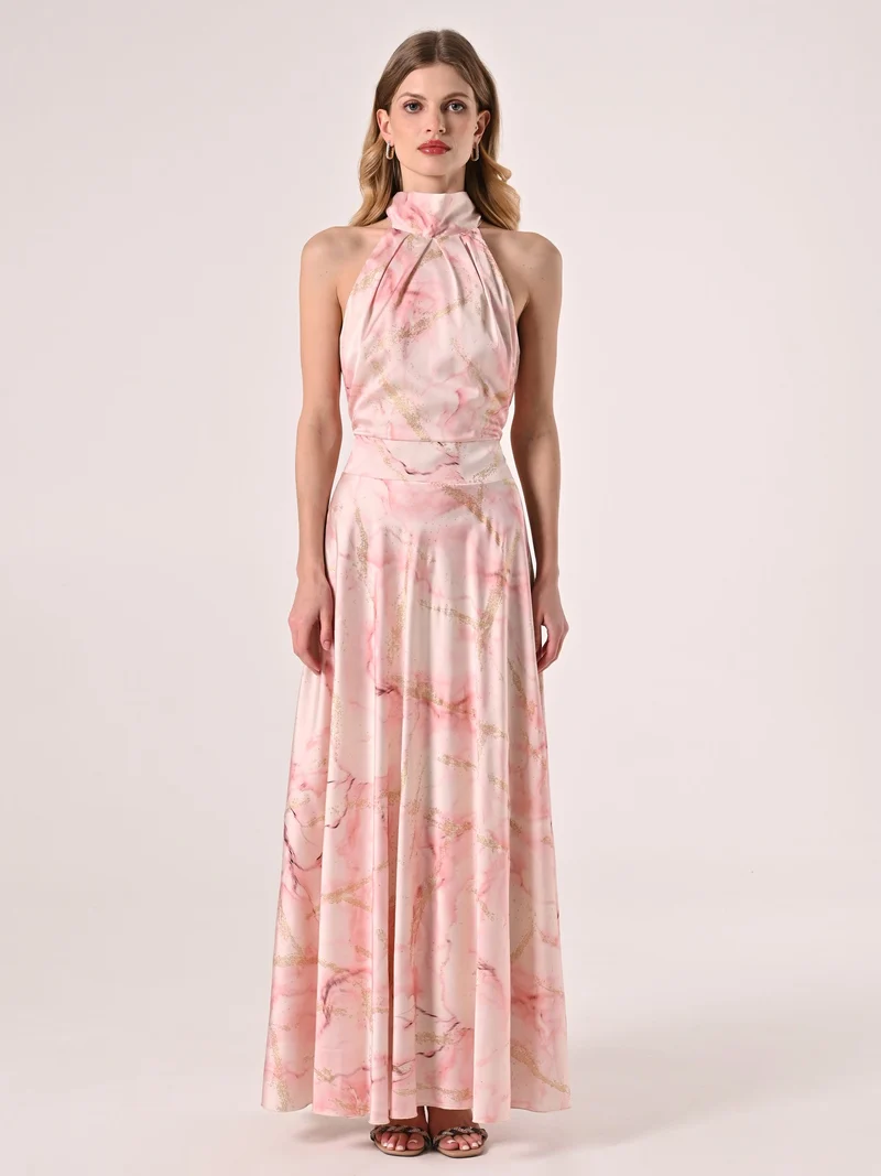Abito scollo all'Americana Marmorizzato Rosa
