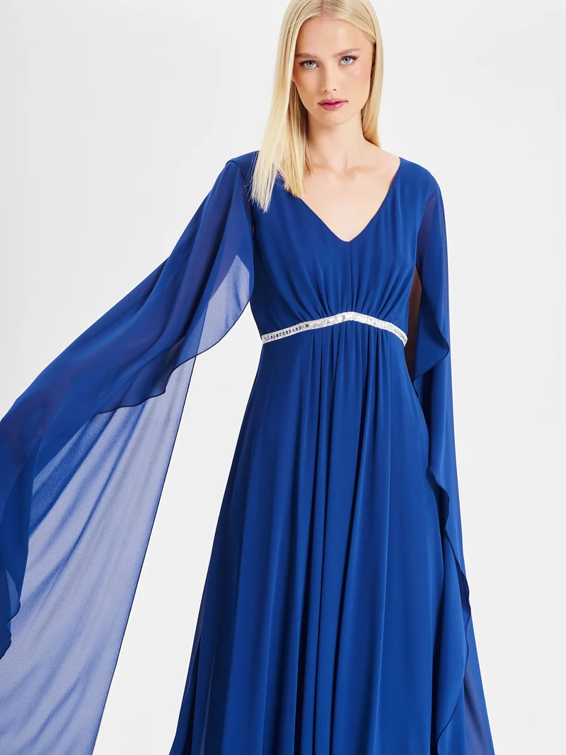 Abito Lungo Rinascimento atelier Blu con Pietre