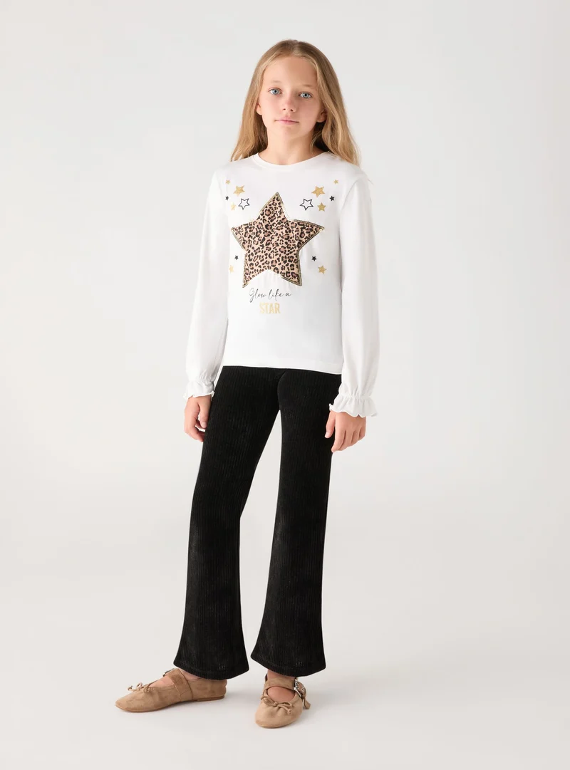 Leggings lunghi a costine svasati