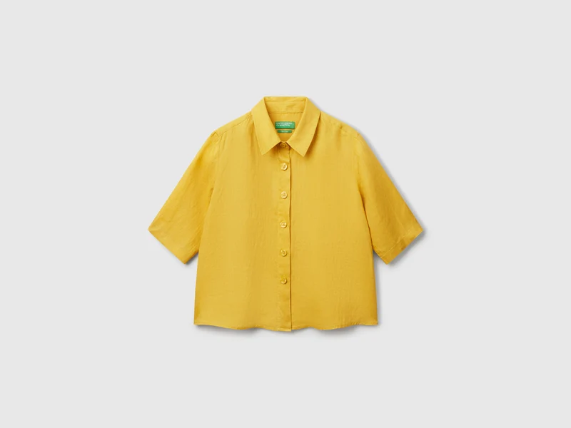 Camicia corta in puro lino