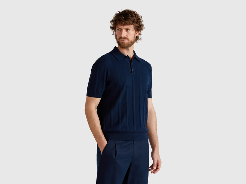 Polo in maglia di misto lino