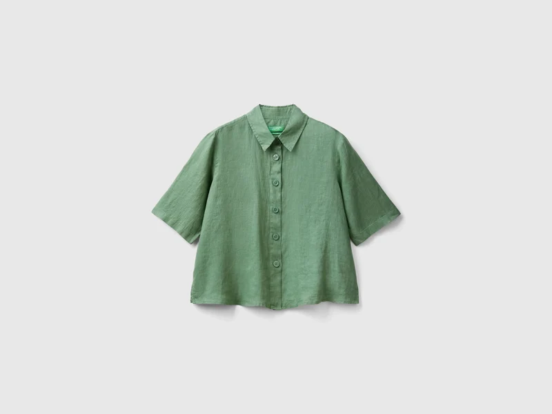 Camicia corta in puro lino
