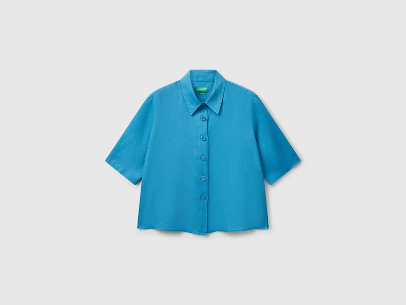 Camicia corta in puro lino
