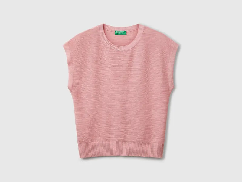 Gilet in misto cotone e lino
