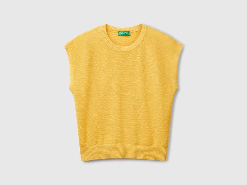 Gilet in misto cotone e lino