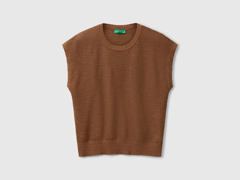 Gilet in misto cotone e lino