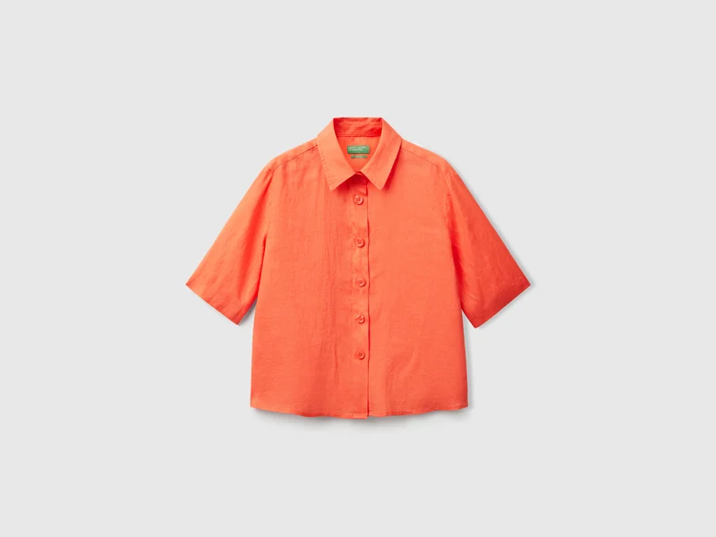 Camicia corta in puro lino