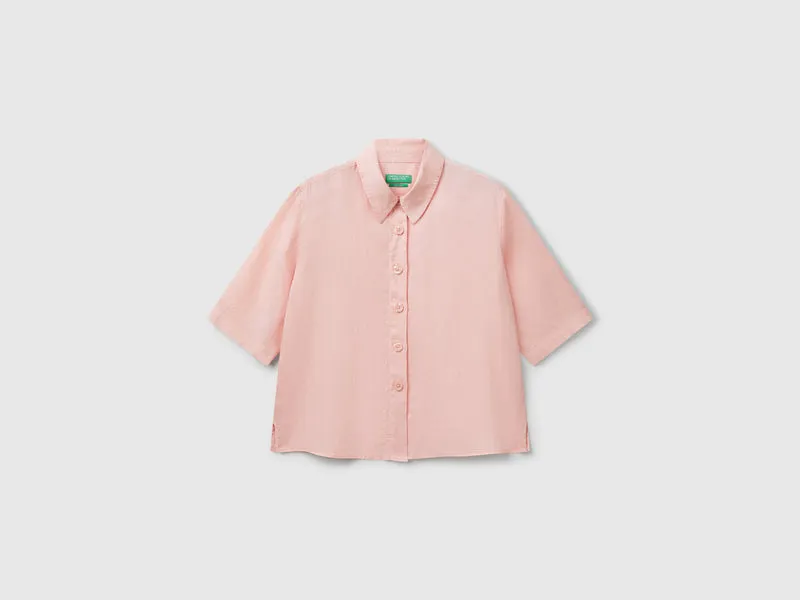 Camicia corta in puro lino