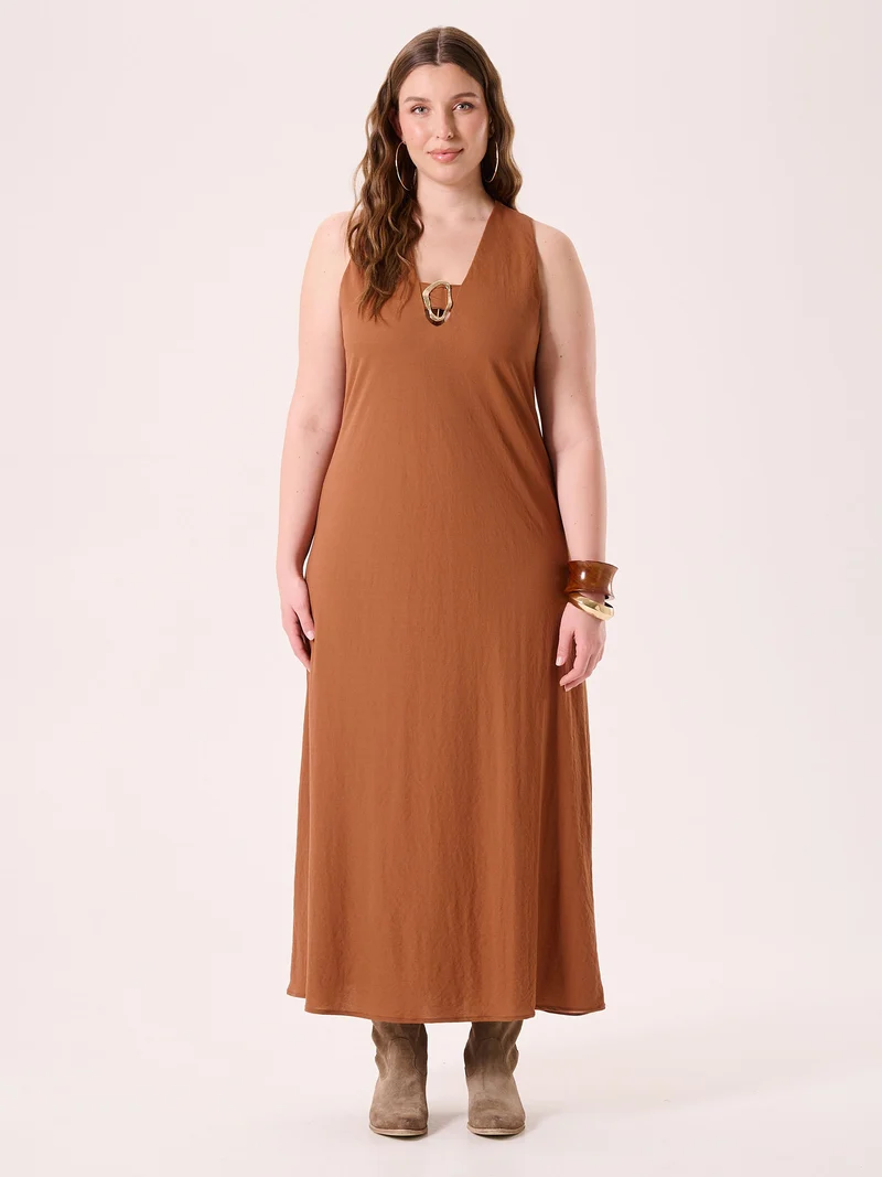 Abito Curvy Marrone in Viscosa