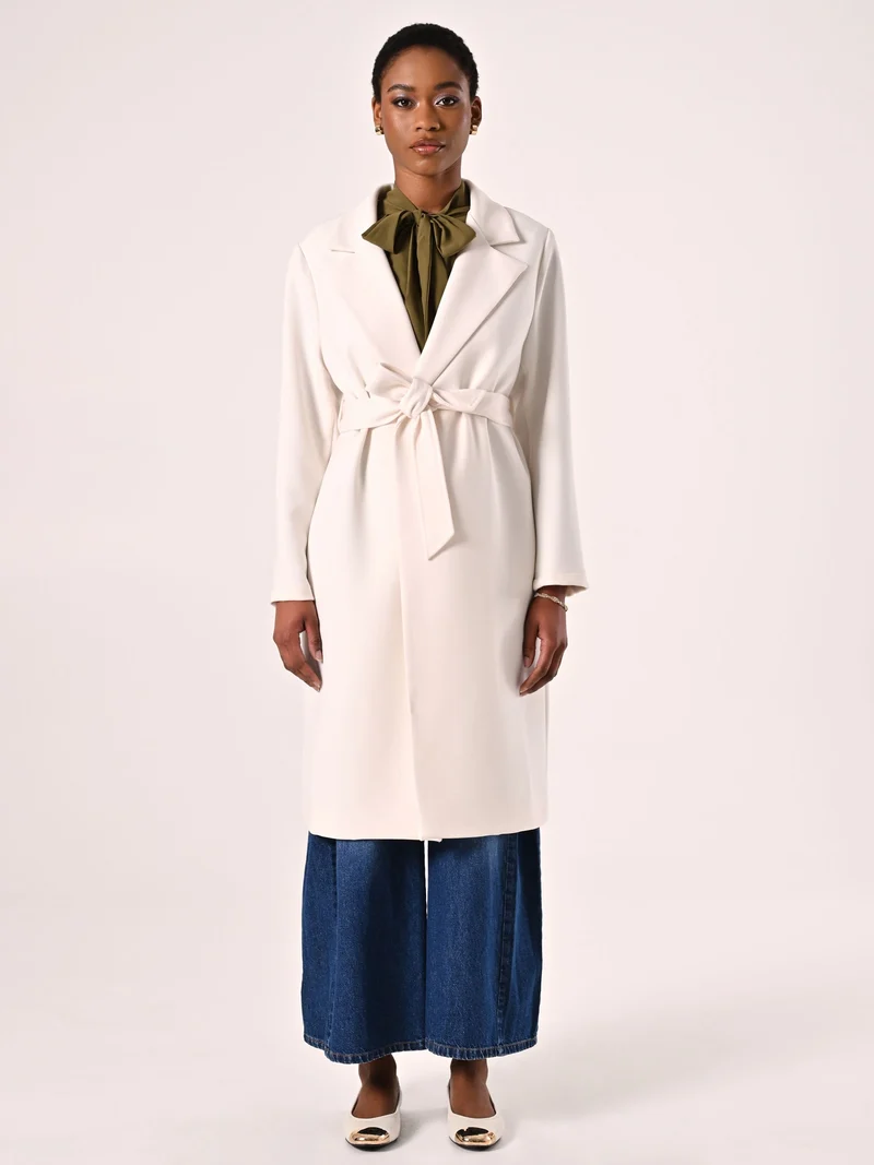 Cappotto Bianco in Doppio Crepe