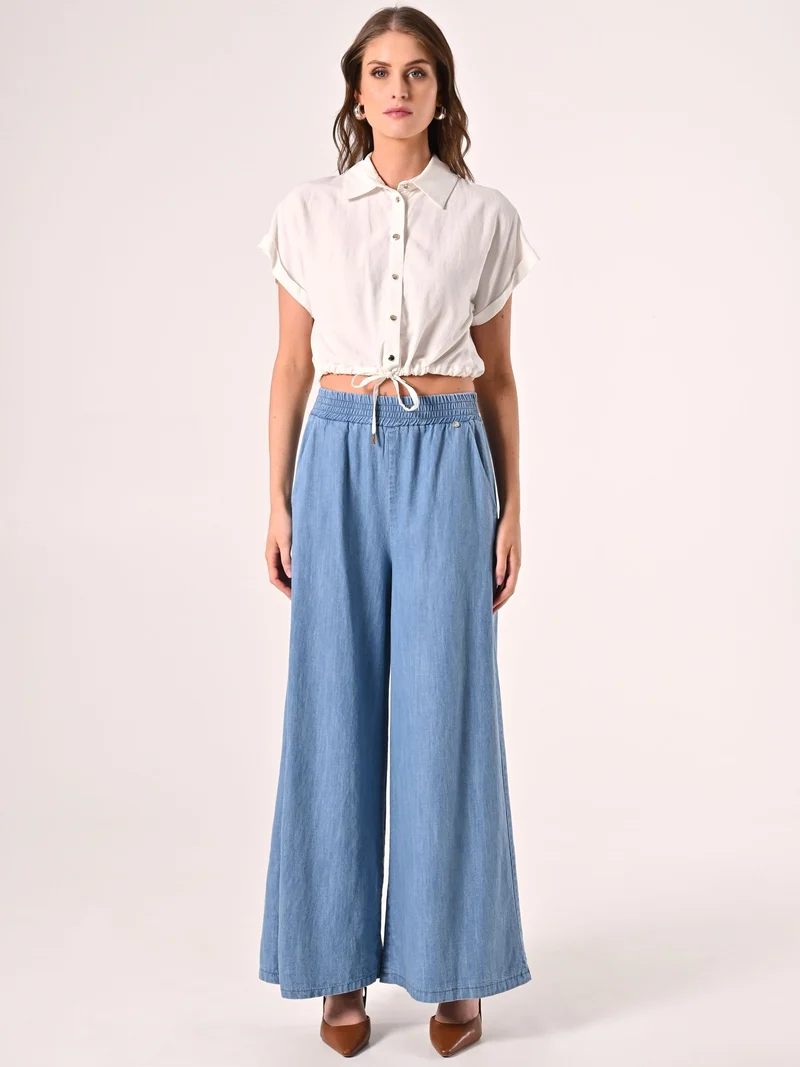 Camicia Bianca Boxy in Misto Viscosa