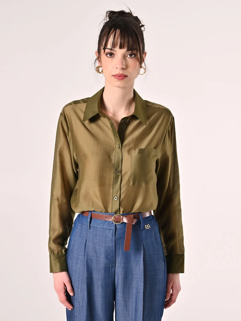 Camicia Verde Militare in Lyocell