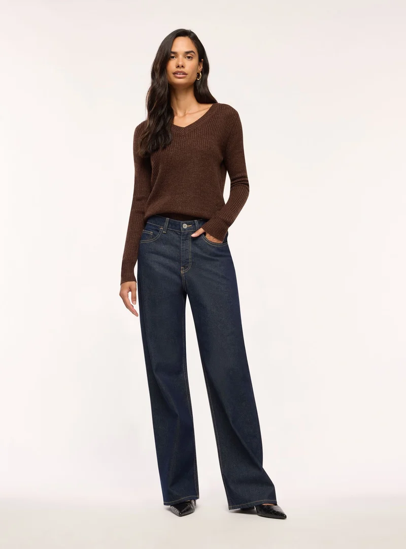 Jeans wide leg a tinta unita