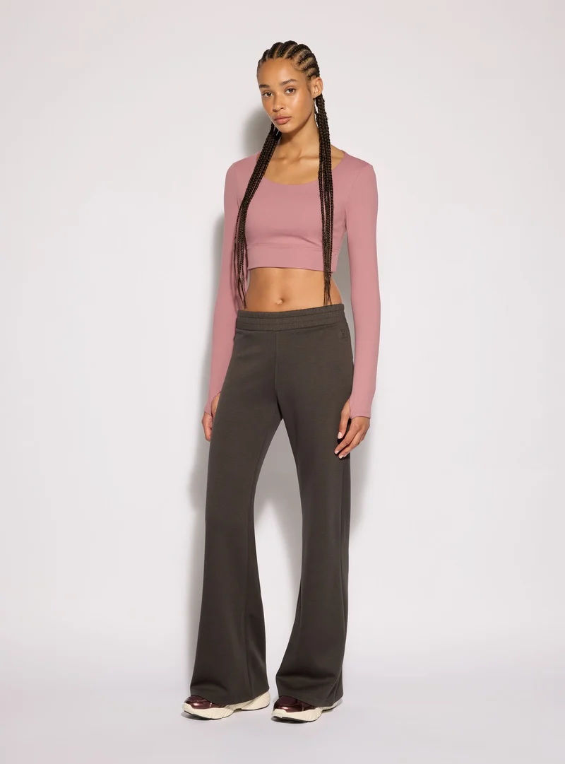 Pantaloni tuta sportivi wide leg a tinta unita