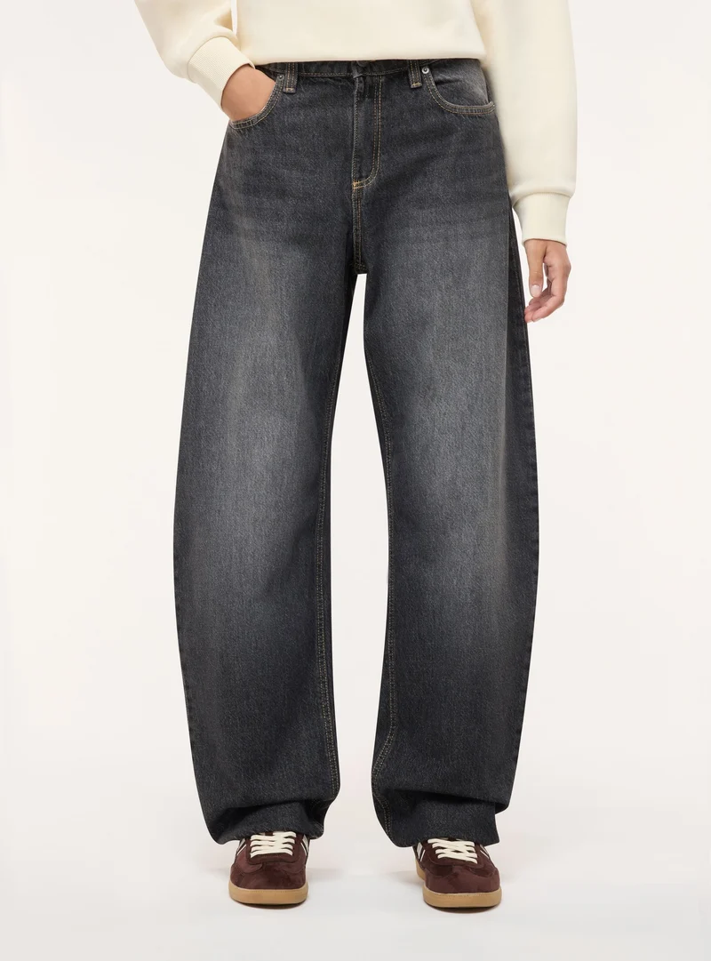 Jeans balloon a tinta unita