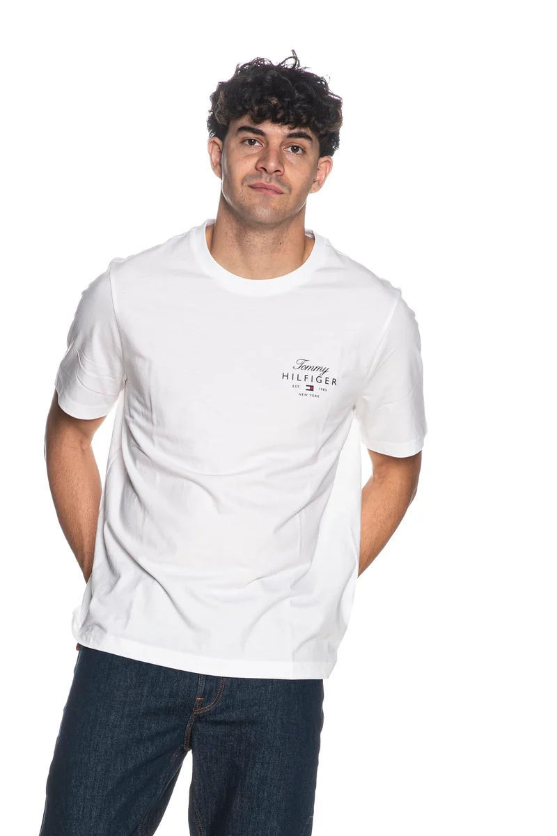 T Shirt Tommy Hilfiger Script Stack Reg Tee Da Uomo Bianca