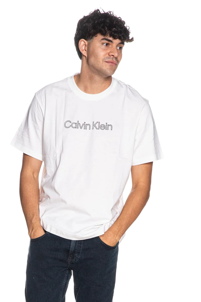T Shirt Calvin Klein Ss 20s Eu Spw Hd Shin Stn Da Uomo Bianca