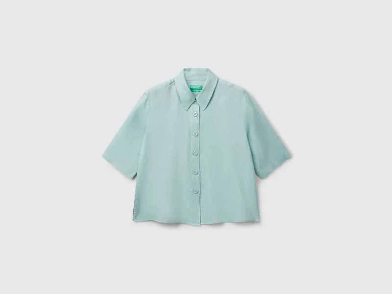 Camicia corta in puro lino
