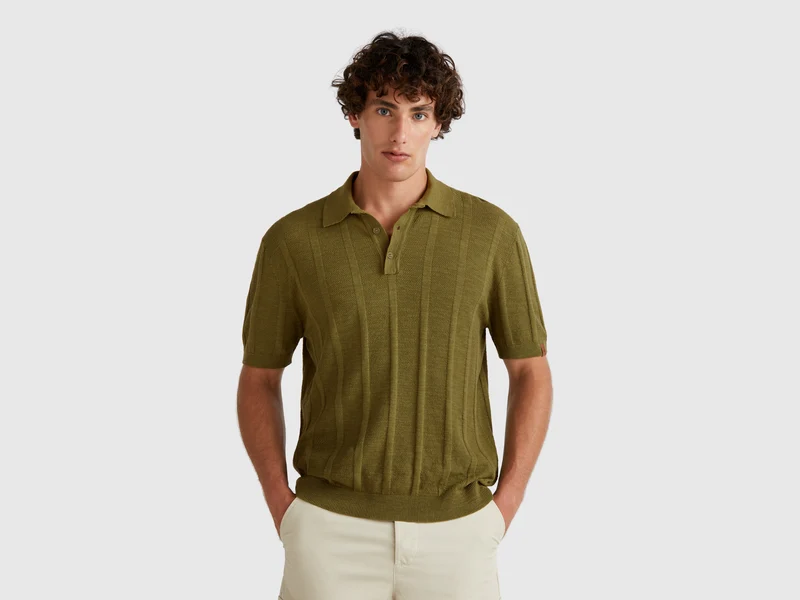 Polo in maglia di misto lino